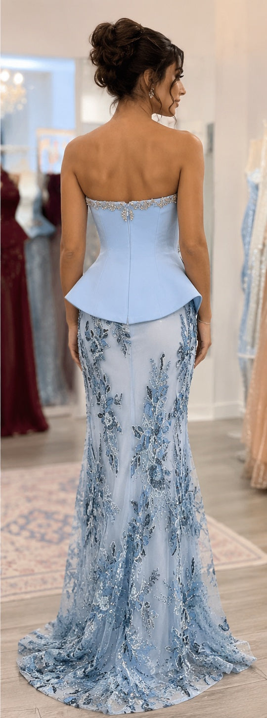Glacier Ice Blue Crystal Formal Gown