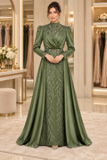 Olive Grove Matte Satin Column Gown