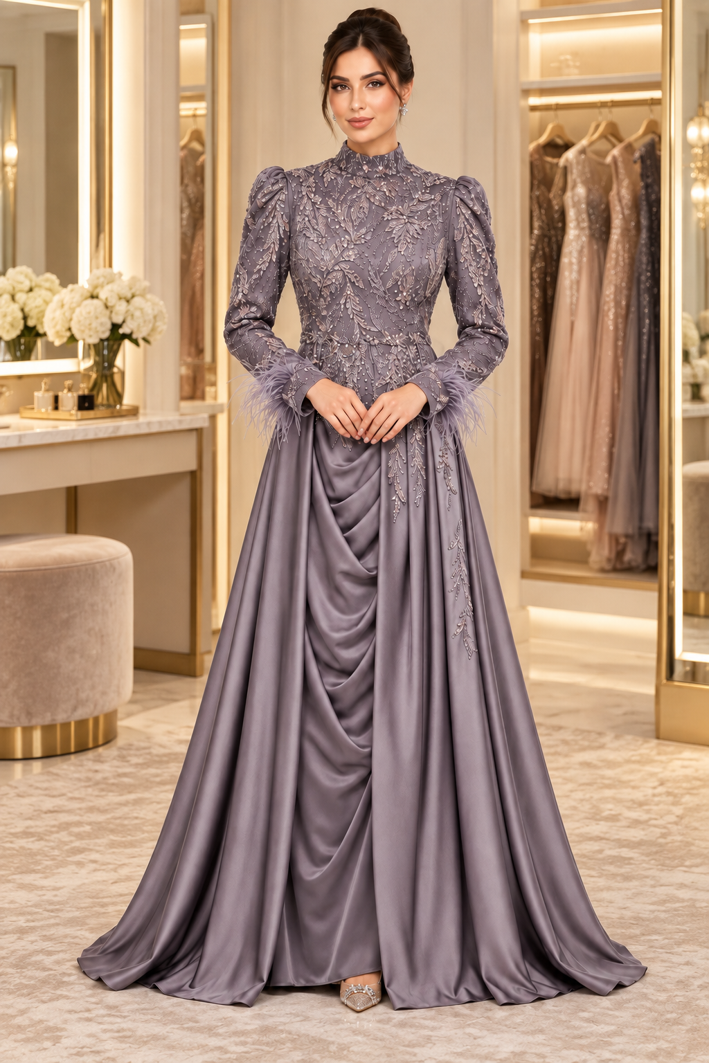Lilac Whisper Chiffon Bridesmaid Gown