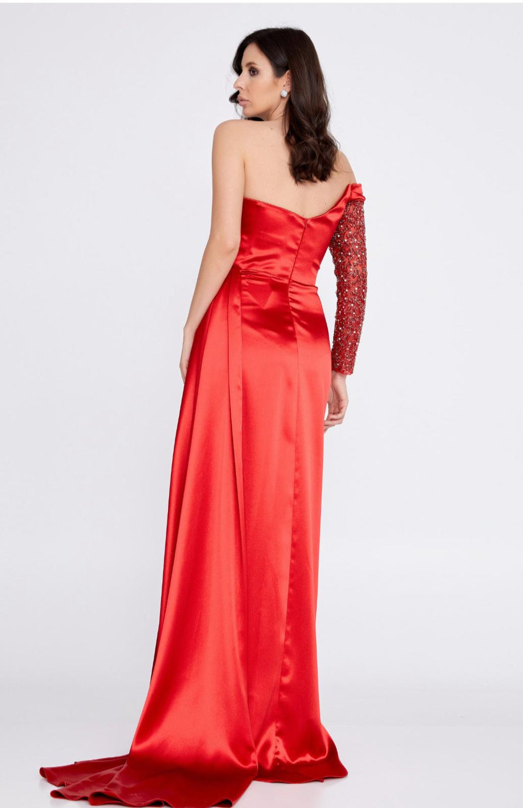 Ruby Majesty Open-Back Formal Gown