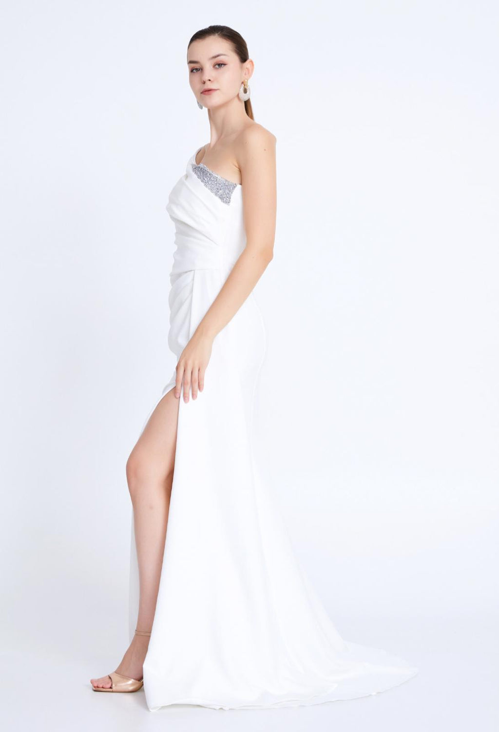 Pure White Silk Mermaid Gown