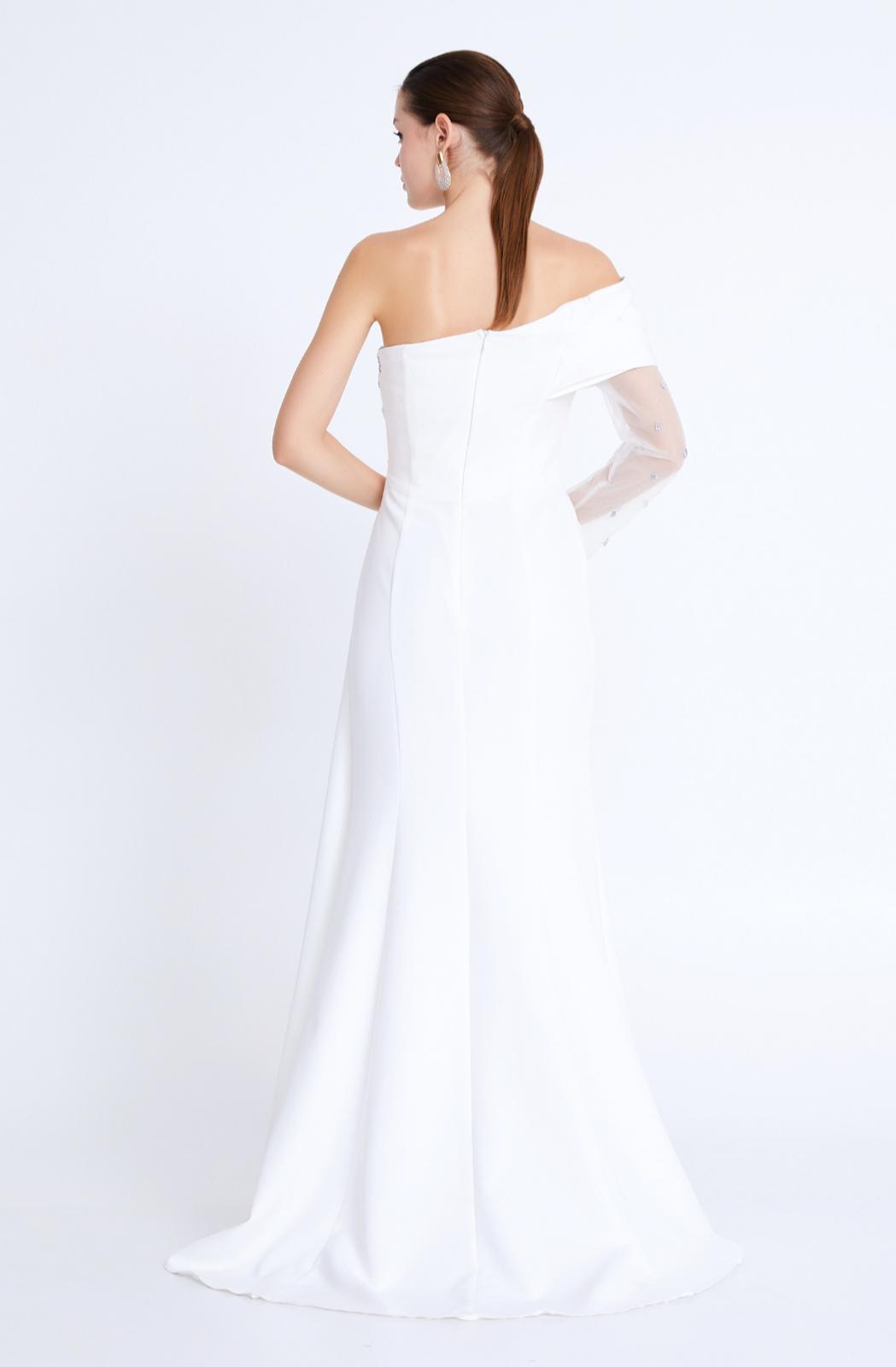 Pure White Silk Mermaid Gown