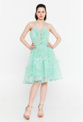 Neon Azure Sky High-Slit Gown