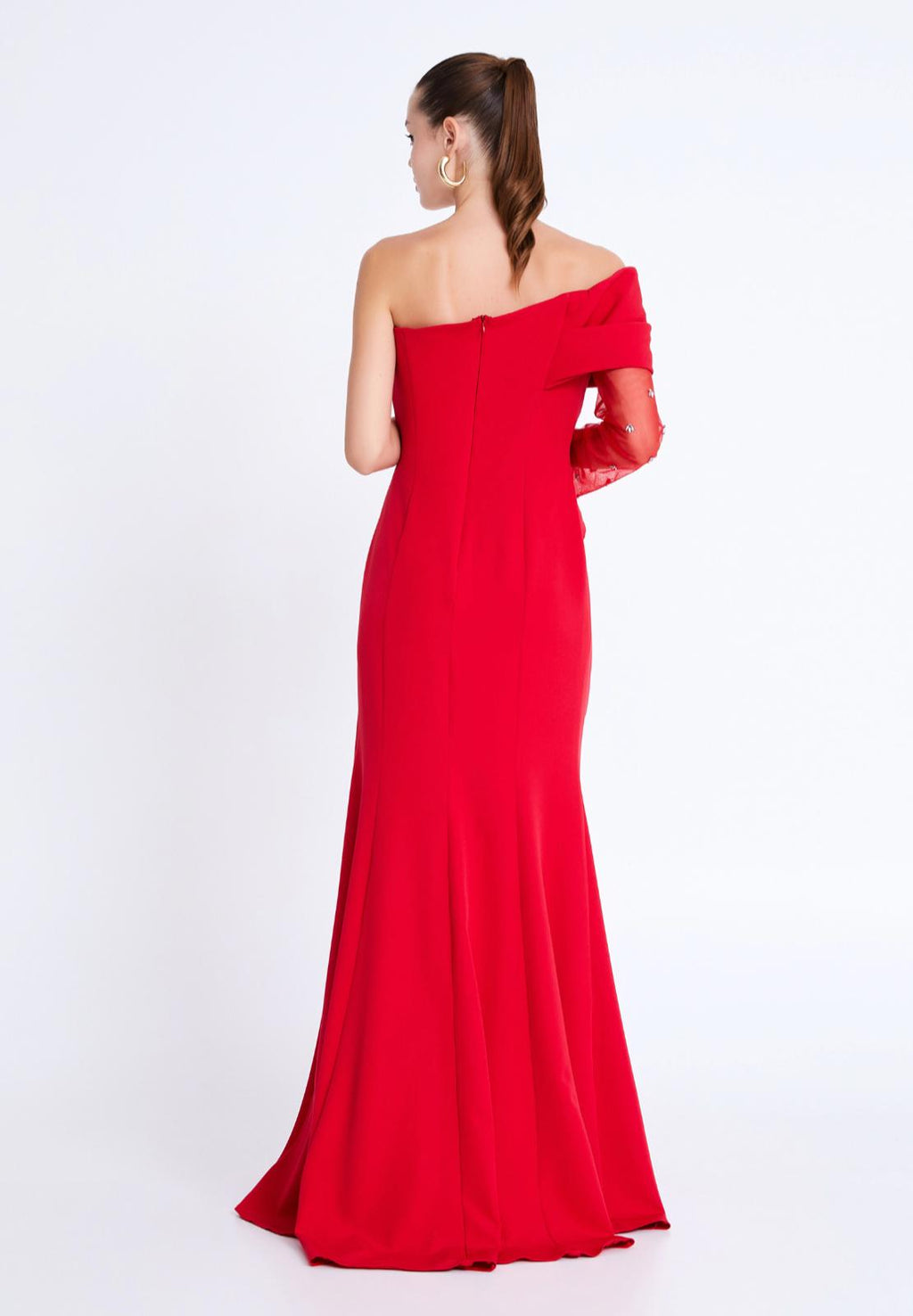 Scarlet Radiance Plunge Evening Gown