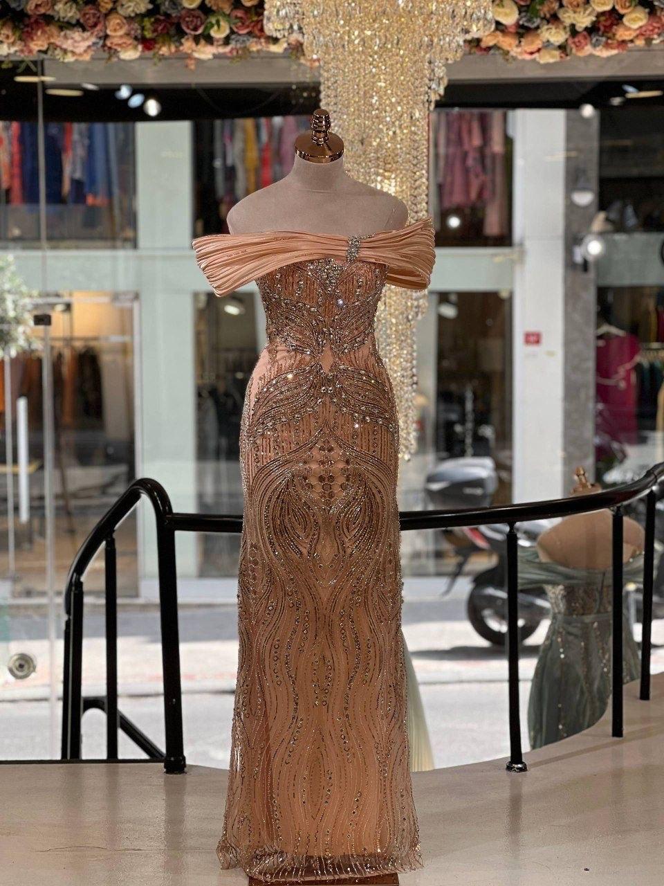 Spotless Ivory Crystal Embellished Gown