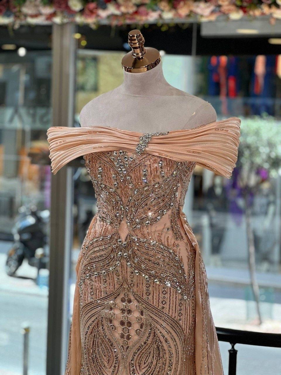 Spotless Ivory Crystal Embellished Gown