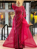 Electric Fuchsia Satin Red-Carpet Gown
