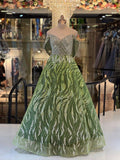 Forest Pine Velvet Statement Gown