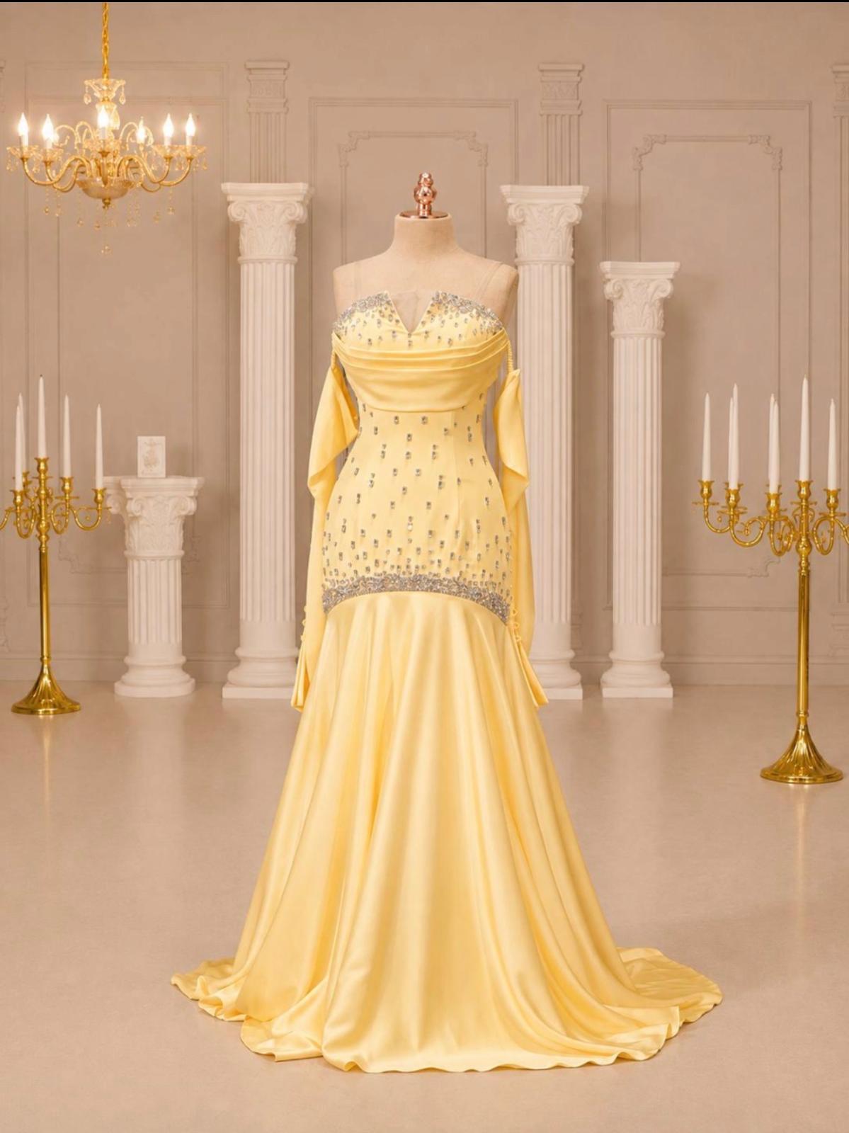 Golden Sunset Luminous Satin Gown