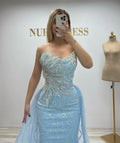 Powder Baby Blue Chiffon Ballgown